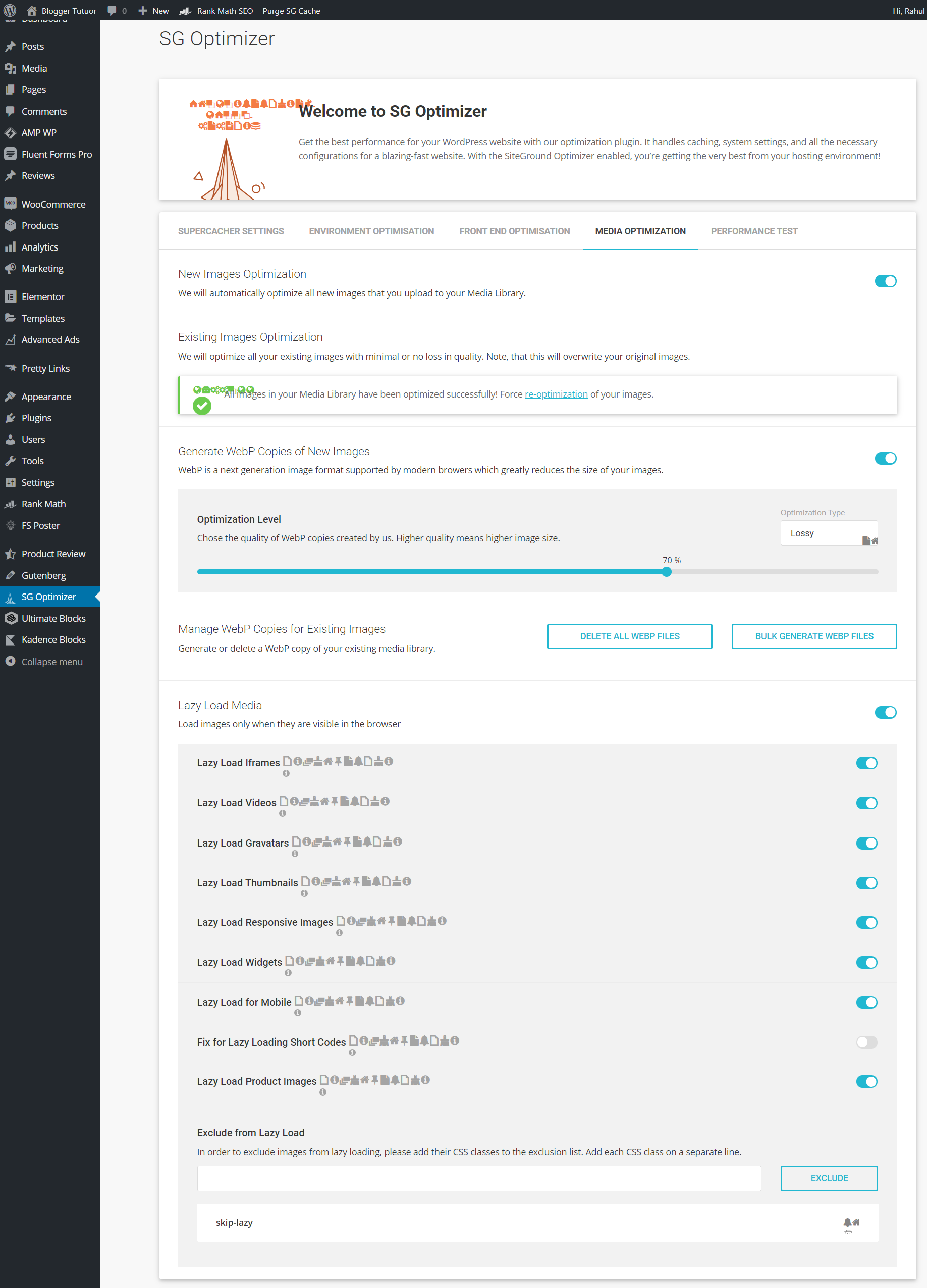 SG optimizer for Website Speed Optimization