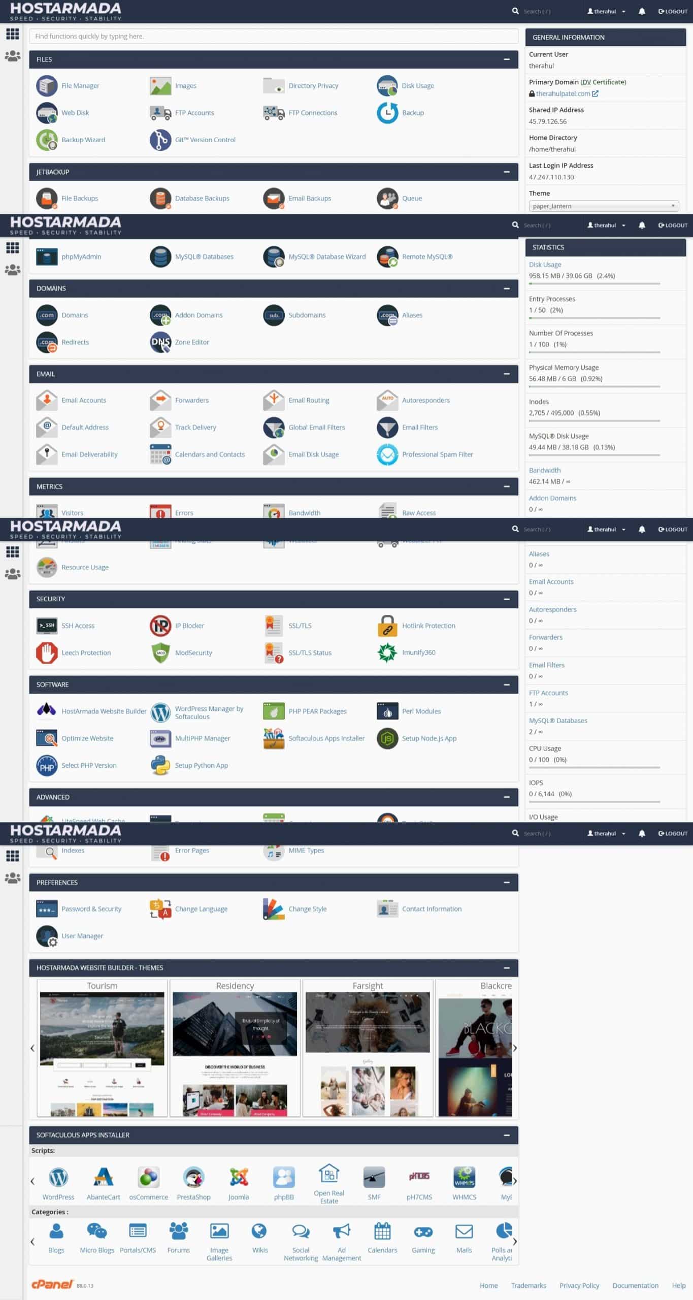 HostArmada Review, an Honest Verdict on the Hosting Hostarmada cPanel - Main