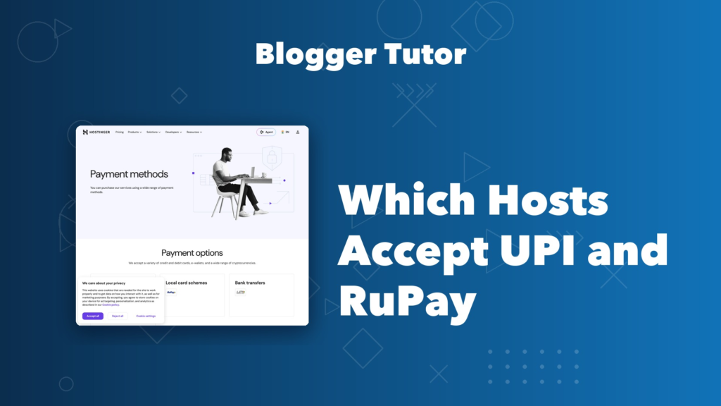 Which web hosting companies accept UPI and RuPay payments from India
