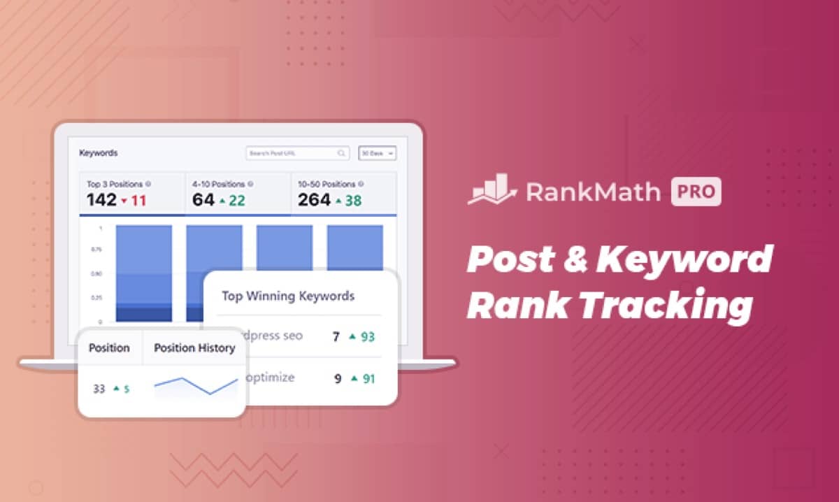 Rank Math Review 2026: Is Rank Math Pro Actually Worth It? Rank Math keyword rank tracking dashboard inside WordPress