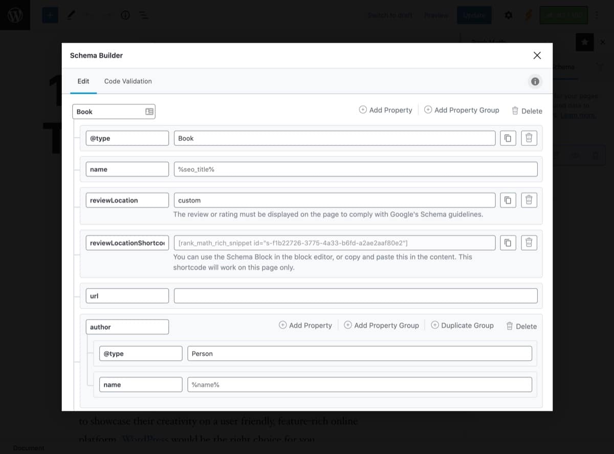 Rank Math Pro advanced schema generator