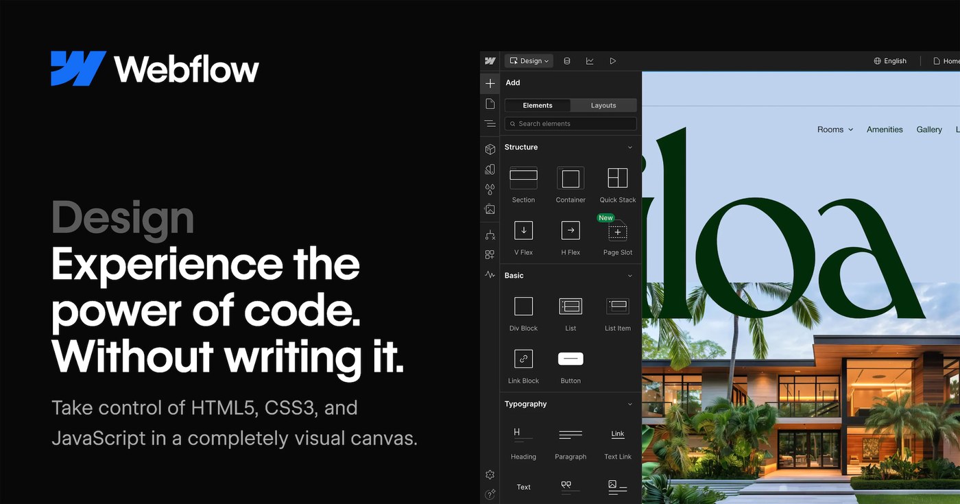 Webflow Designer interface with the style panel and navigator