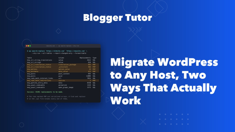 WordPress migration to any host, two methods tested on a 3.6 GB site