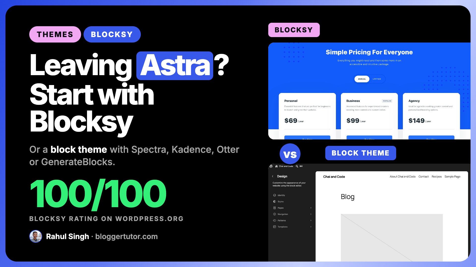 Best Astra Theme Alternative, Blocksy and 4 Block Editor Options Leaving Astra? Start with Blocksy, or a block theme with Spectra, Kadence, Otter or GenerateBlocks