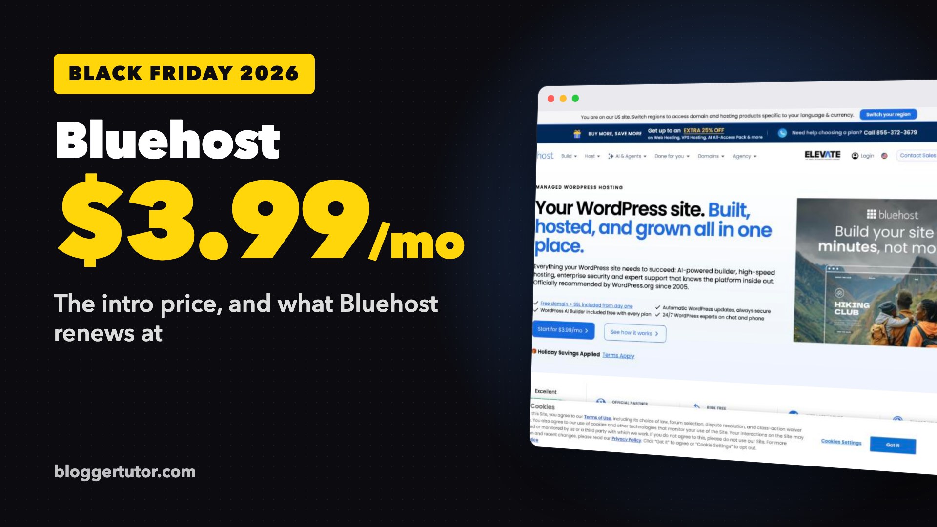 Bluehost Black Friday 2026, Real Prices and Renewals Bluehost Black Friday 2026, from $3.99 a month