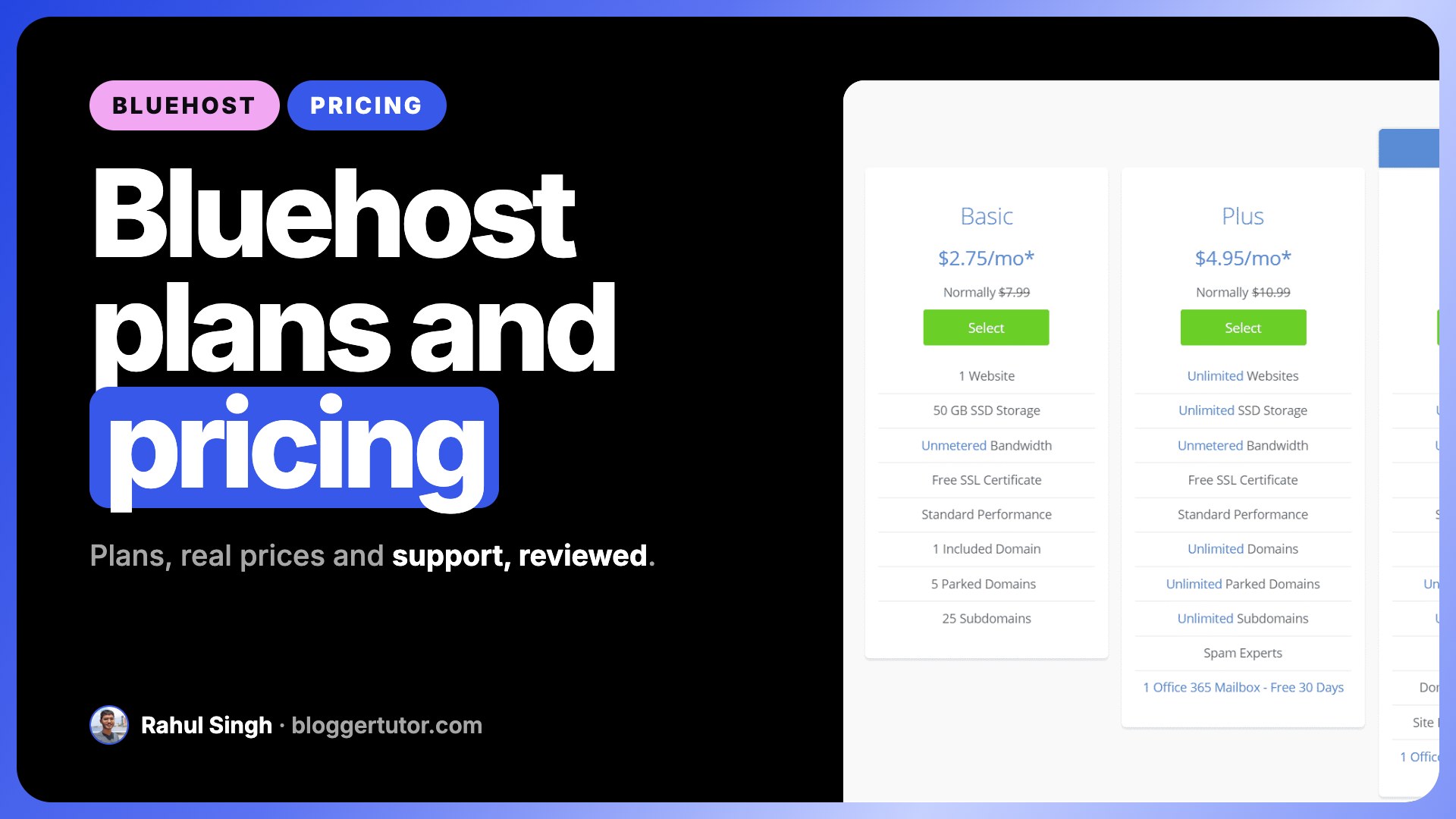 Bluehost Plans, Pricing and Support Bluehost Plans, Pricing and Support