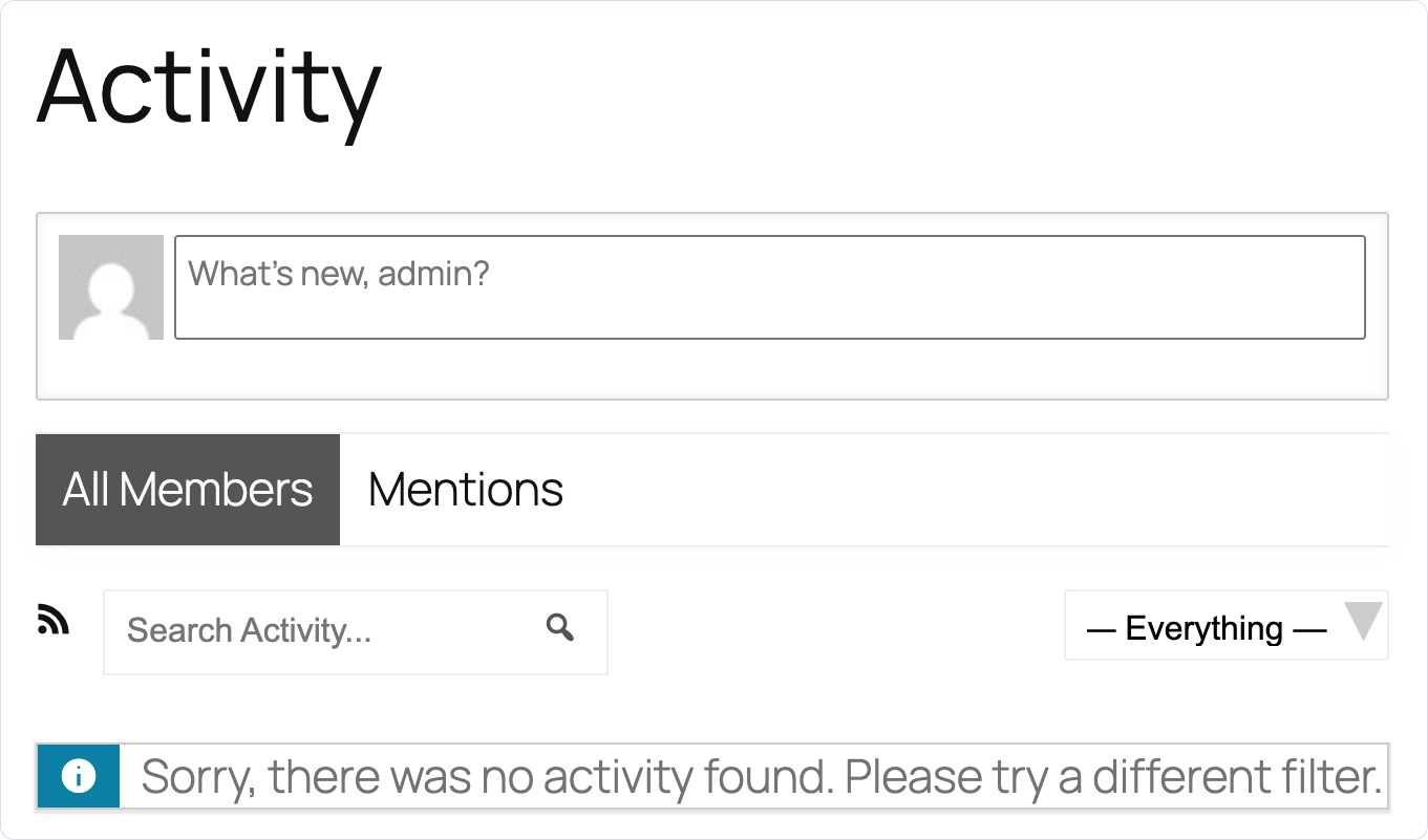 FluentCommunity vs BuddyBoss 2026, Which Community Plugin Should You Pick (Plus Circle and Skool) BuddyPress activity page with the post form, member tabs and activity search in the default theme