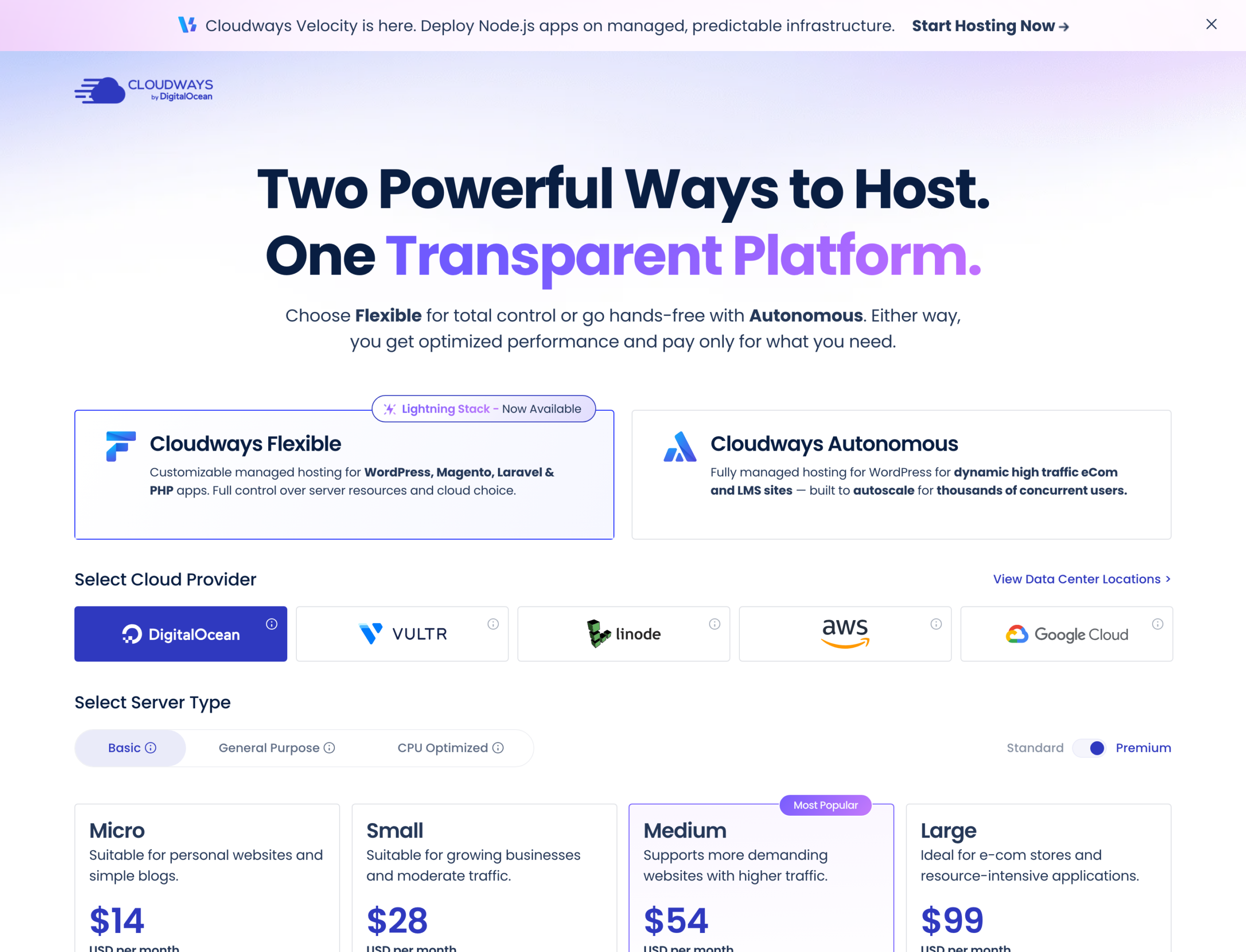 Cloudways vs Rocket.net vs WP Engine 2026, Speed Tested in 18 Locations Cloudways Flexible plans on DigitalOcean Premium, Micro $14 a month