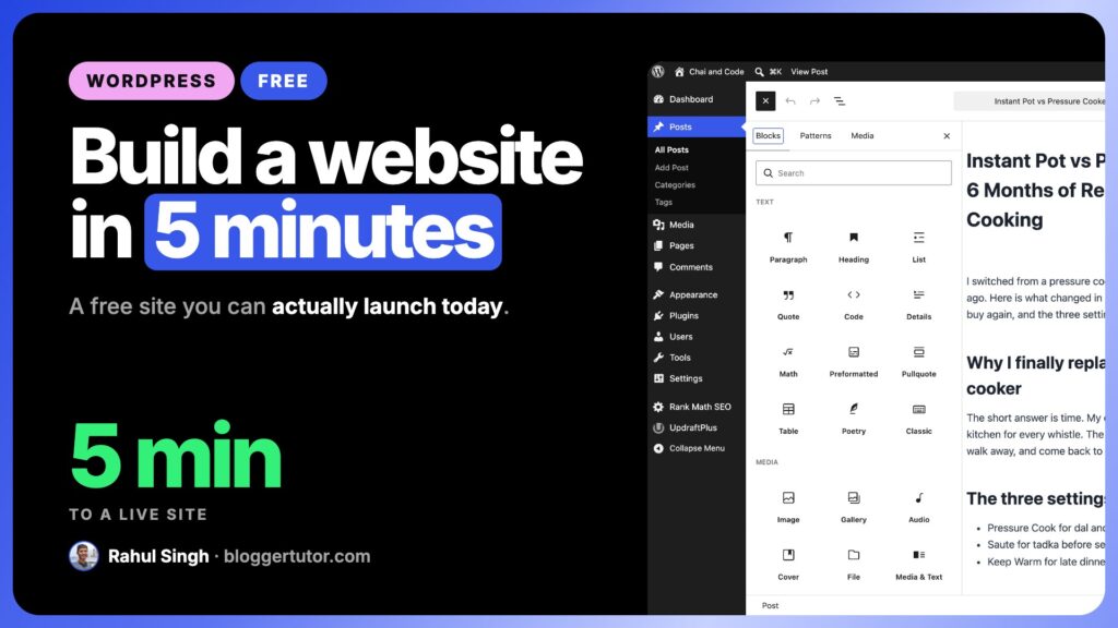 Create Your Website in 5 Minutes For Free