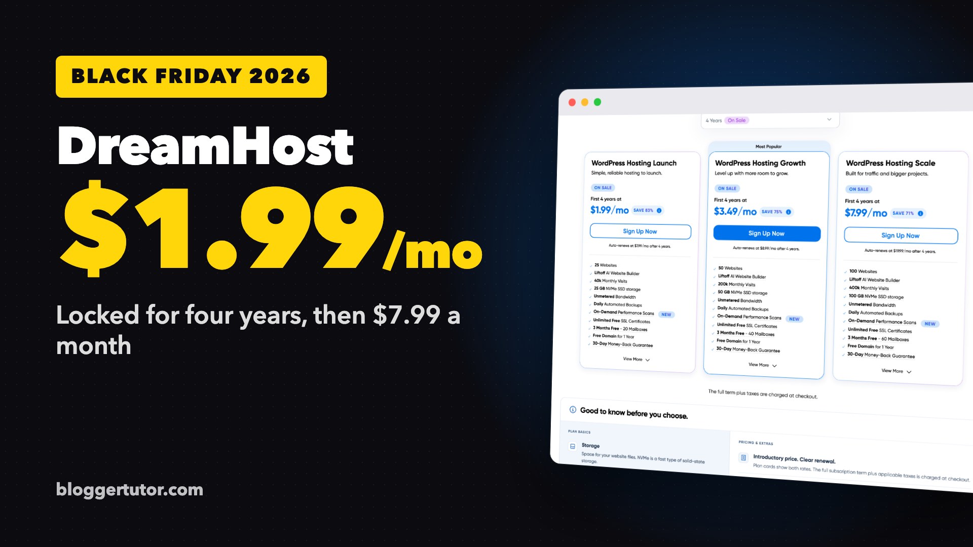 DreamHost Black Friday 2026, Prices, Renewals and What Changed DreamHost Black Friday 2026, $1.99 a month