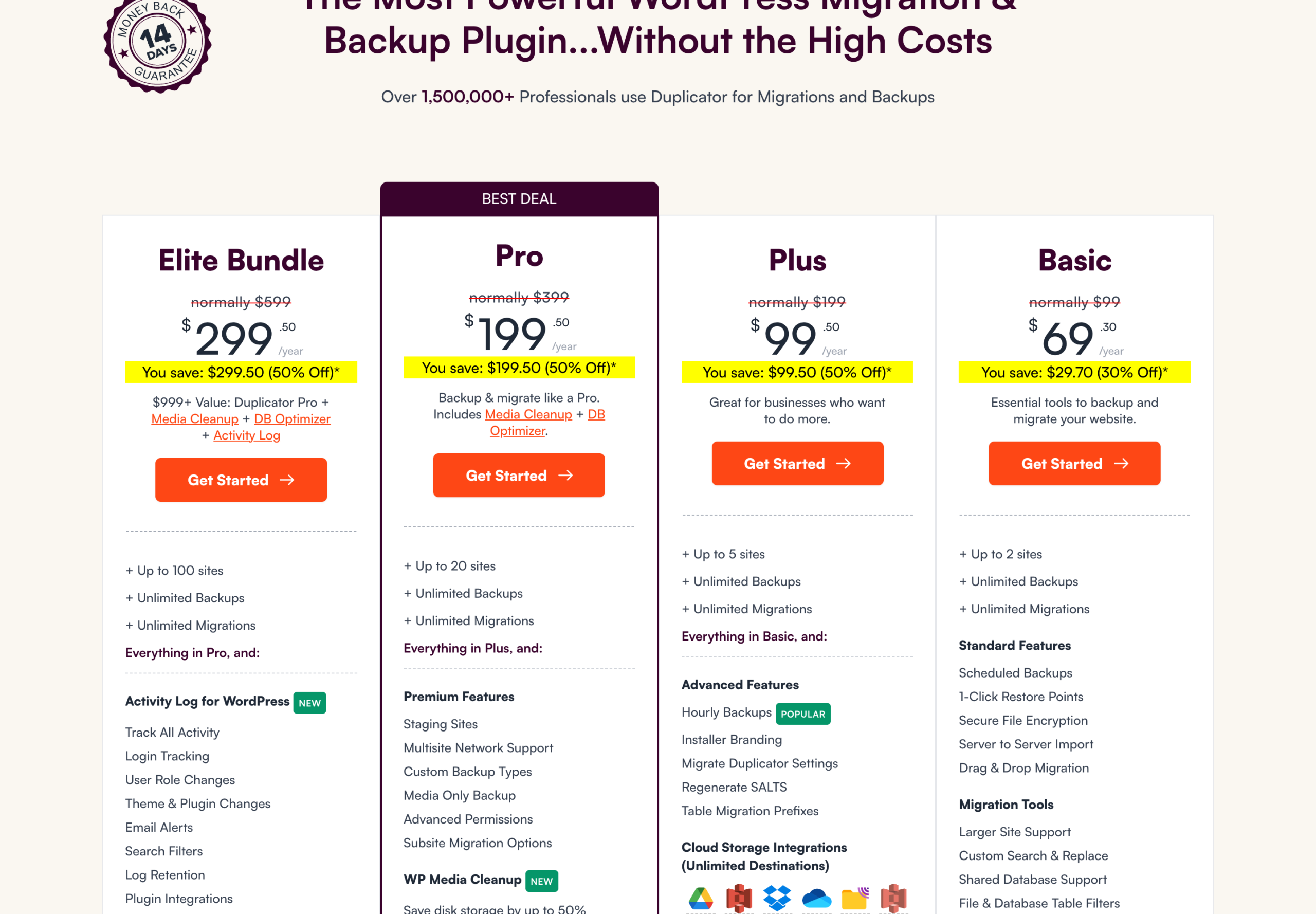 Best WordPress Backup Plugins 2026, 5 I Trust After the UpdraftPlus Breach Duplicator Pro pricing, Basic, Plus, Pro and Elite