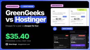 GreenGeeks vs Hostinger, 12 month plan prices side by side