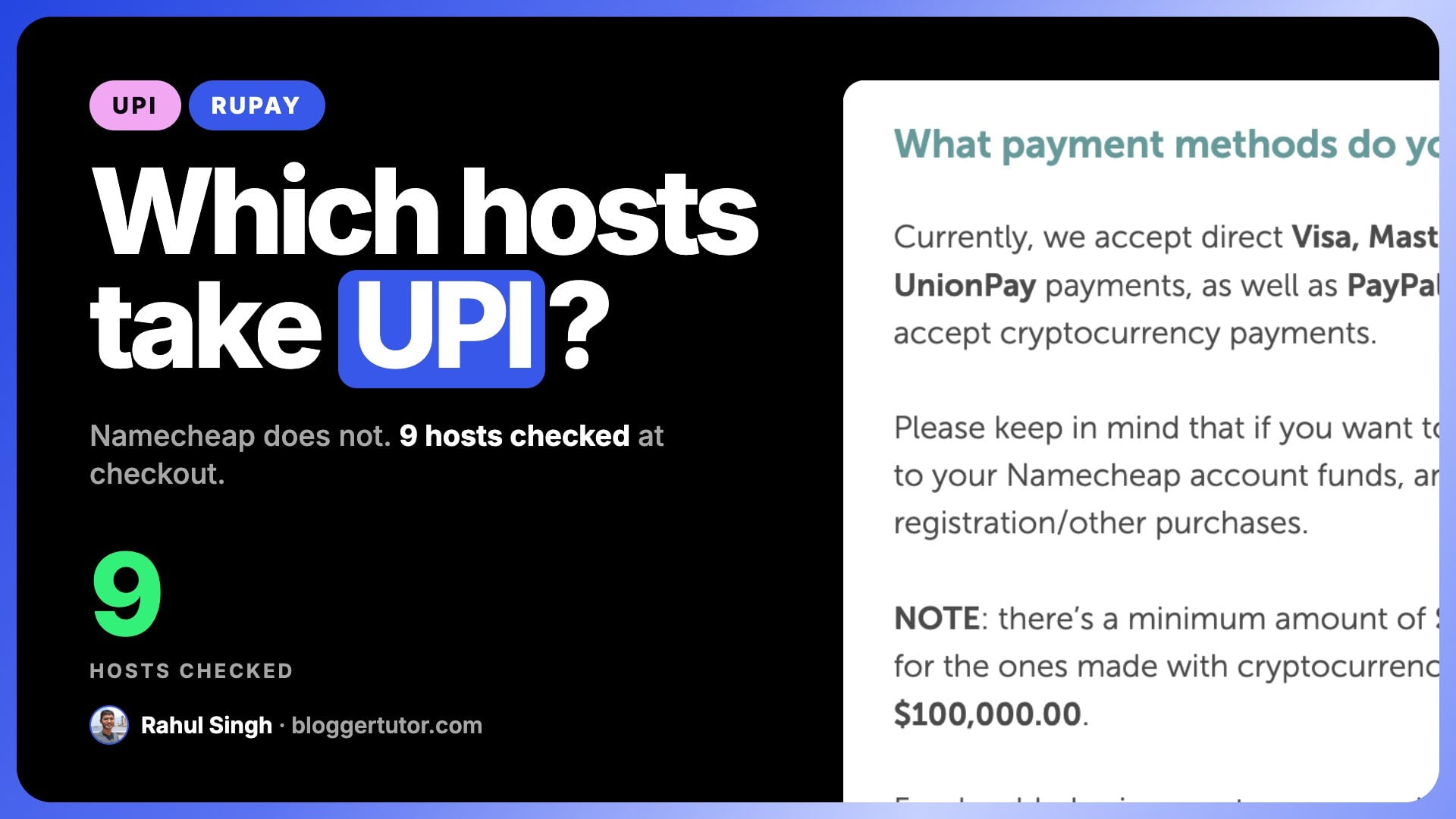 Does Namecheap Accept UPI? Which Hosts Take UPI and RuPay