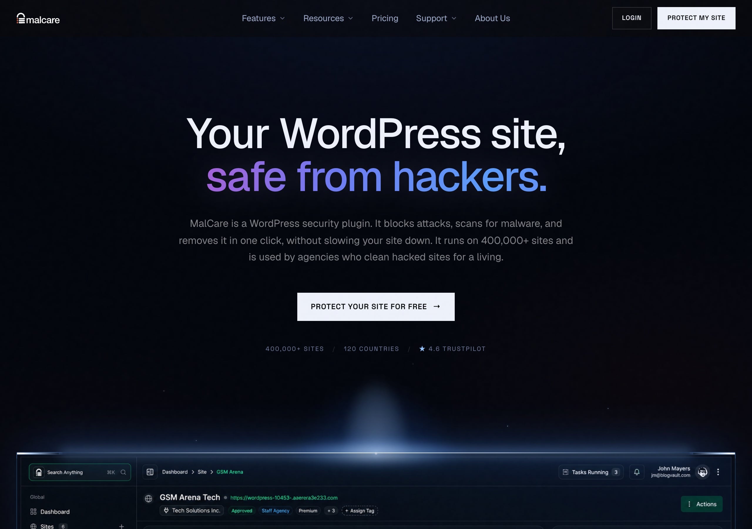 WordPress Malware Removal in 2026, and How AI Changed the Attacks MalCare WordPress security plugin homepage