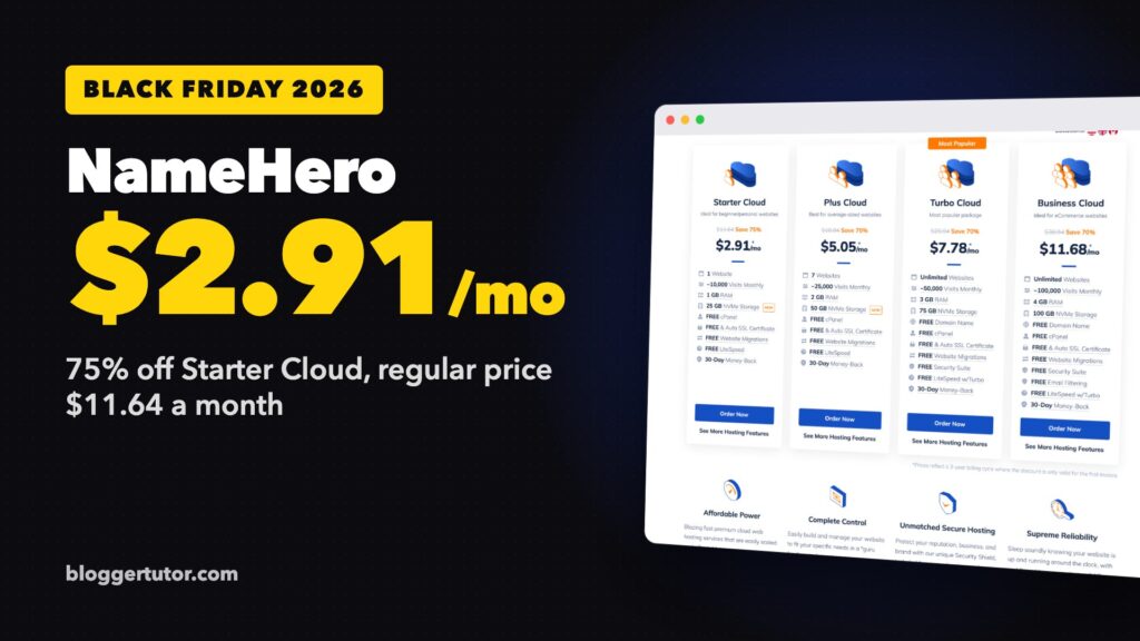 NameHero Black Friday 2026, $2.91 a month