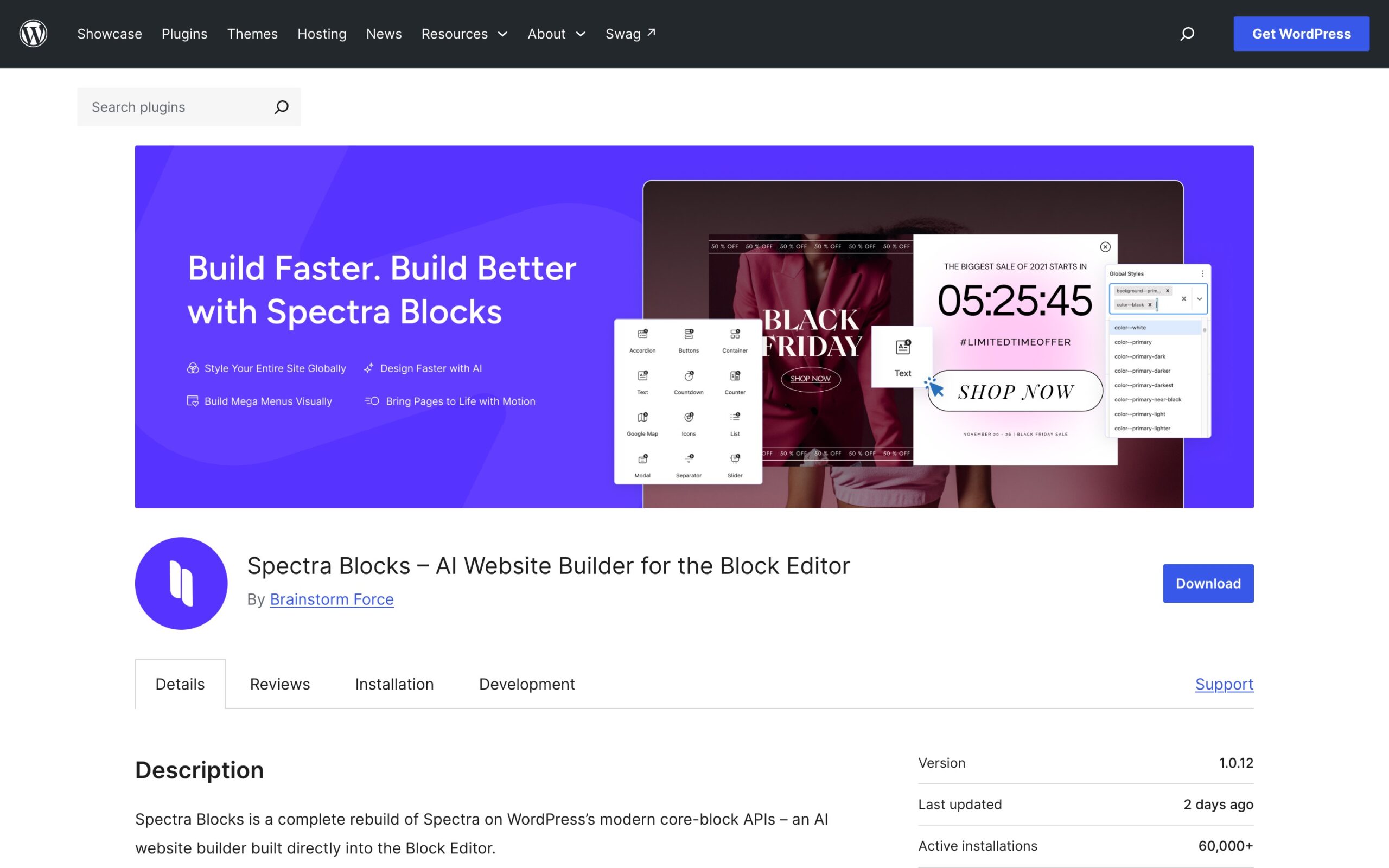 The new Spectra Blocks plugin on WordPress.org
