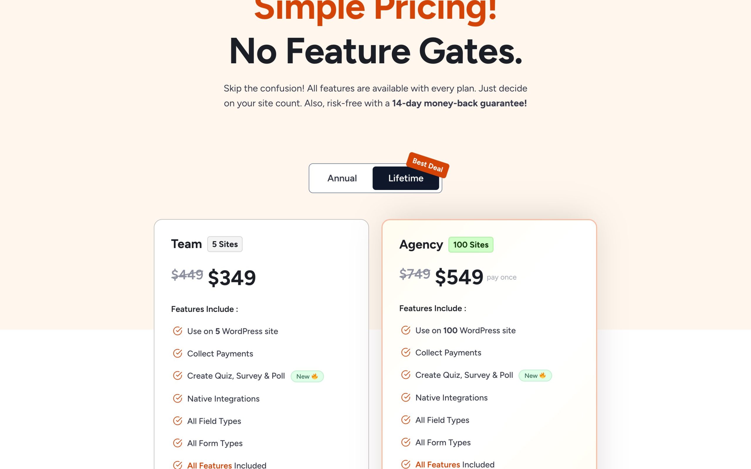 SureForms Black Friday 2026, Last Year's Real Prices and What to Expect SureForms lifetime pricing for the Team and Agency plans with struck through list prices