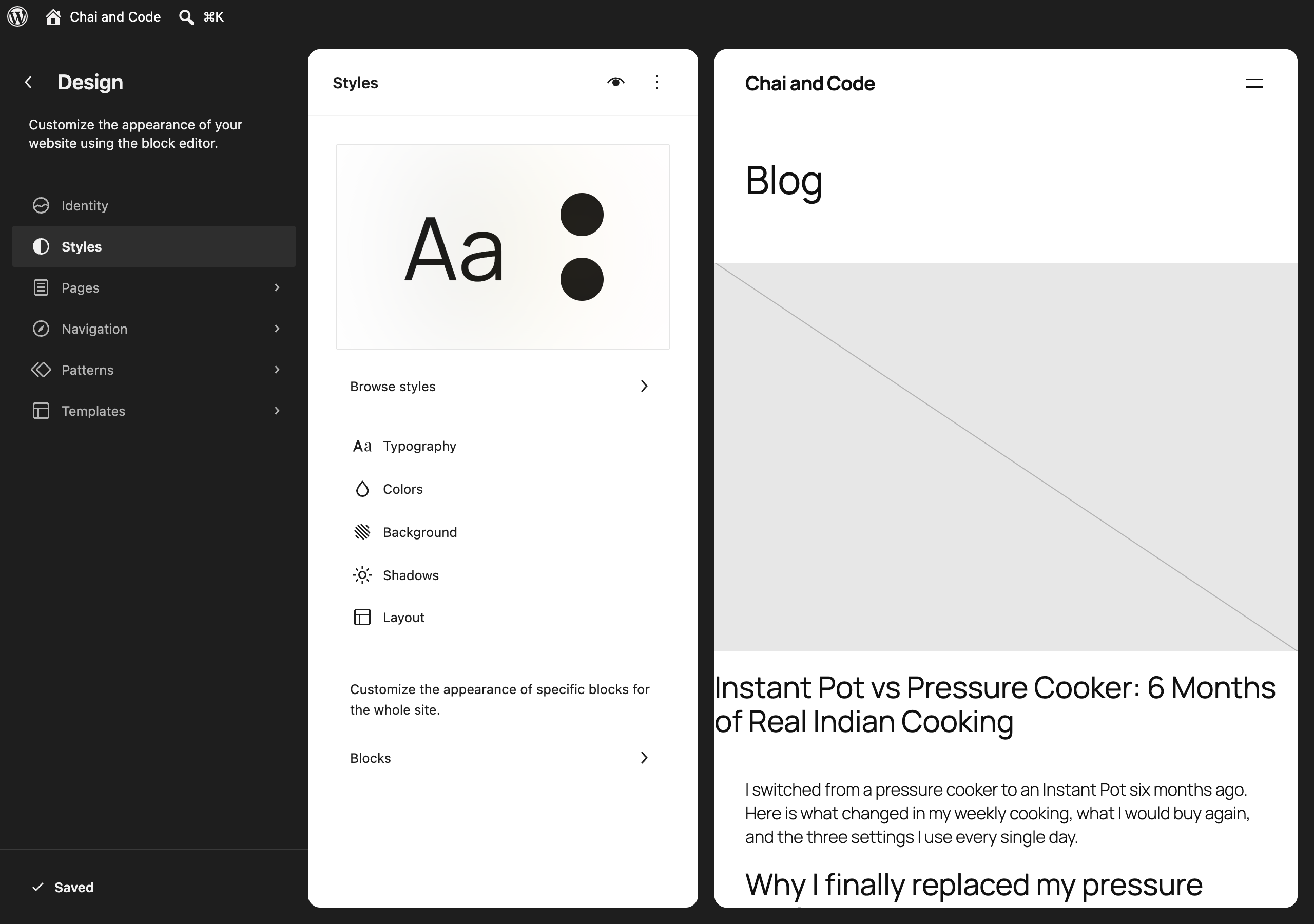 Global Styles in the Site Editor