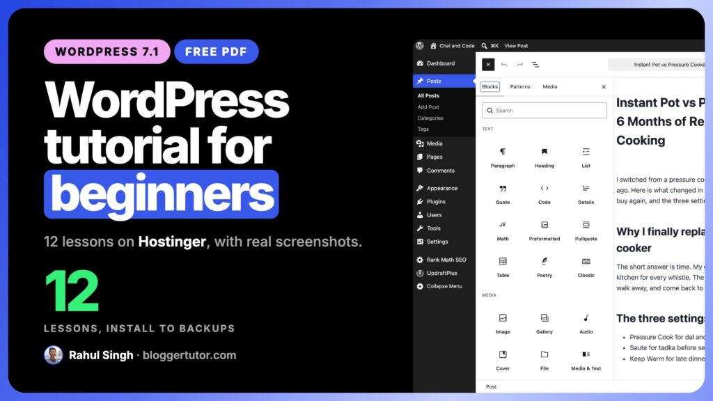 WordPress Tutorial for Beginners 2027, Step by Step With a Free PDF WordPress Tutorial for Beginners 2027, Step by Step With a Free PDF