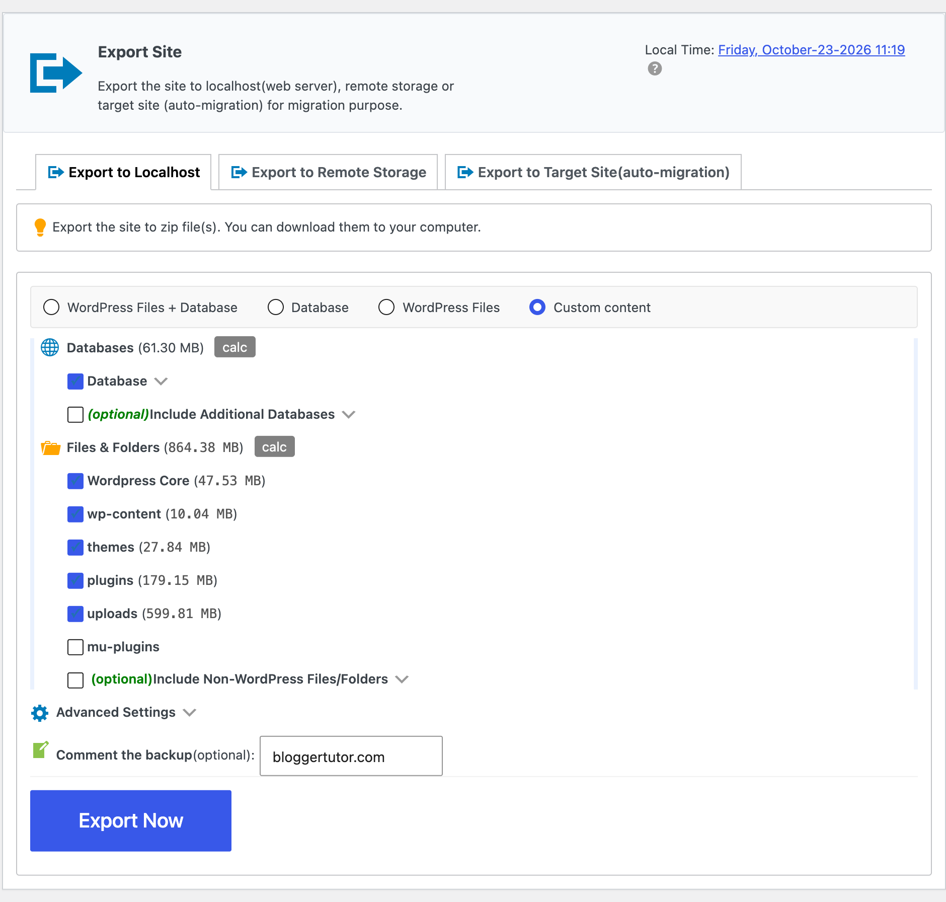 WPvivid Review 2026, Is This Backup Plugin Worth It? WPvivid custom backup content selector with database, core, themes, plugins, uploads and mu-plugins