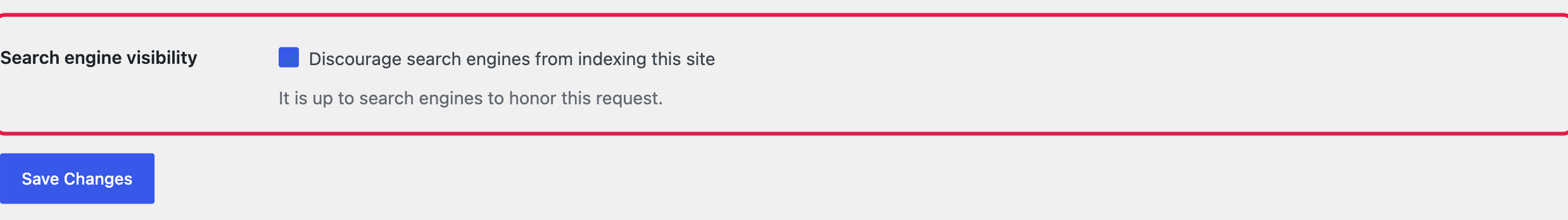 WPvivid staging site with Discourage search engines from indexing this site ticked automatically